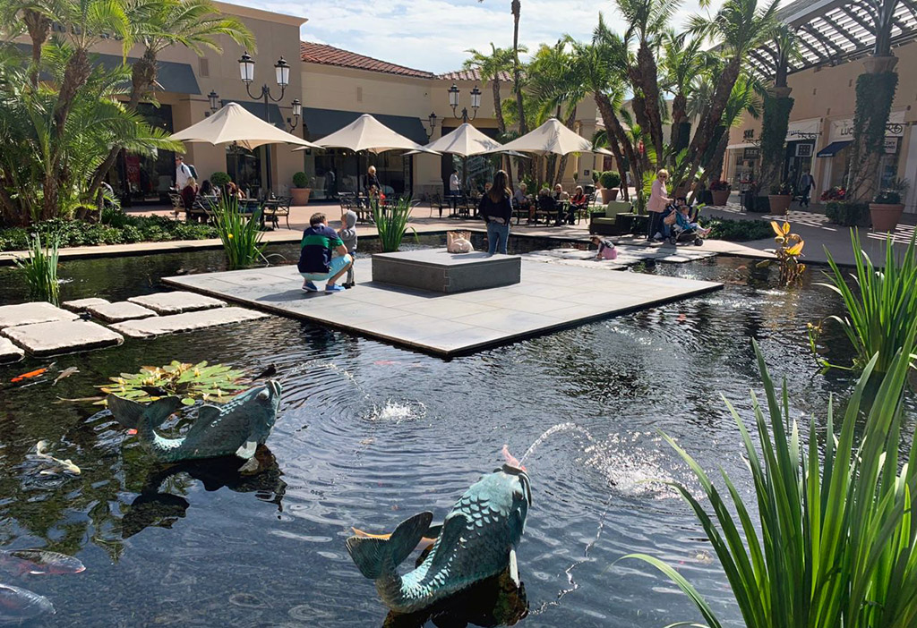 A favorite among locals- the peaceful koi pond at Fashion Island