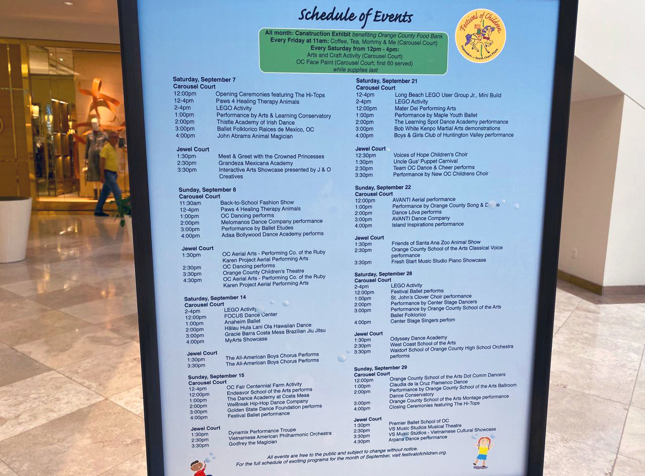 Festival of Children Schedule of Events