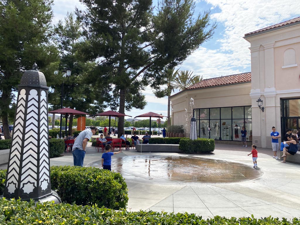 Relax and have fun for all ages at the Irvine Spectrum Center's Splash Pad!