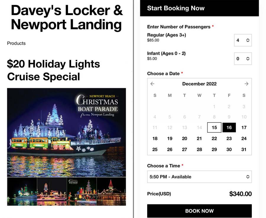 Christmas boat cruise price