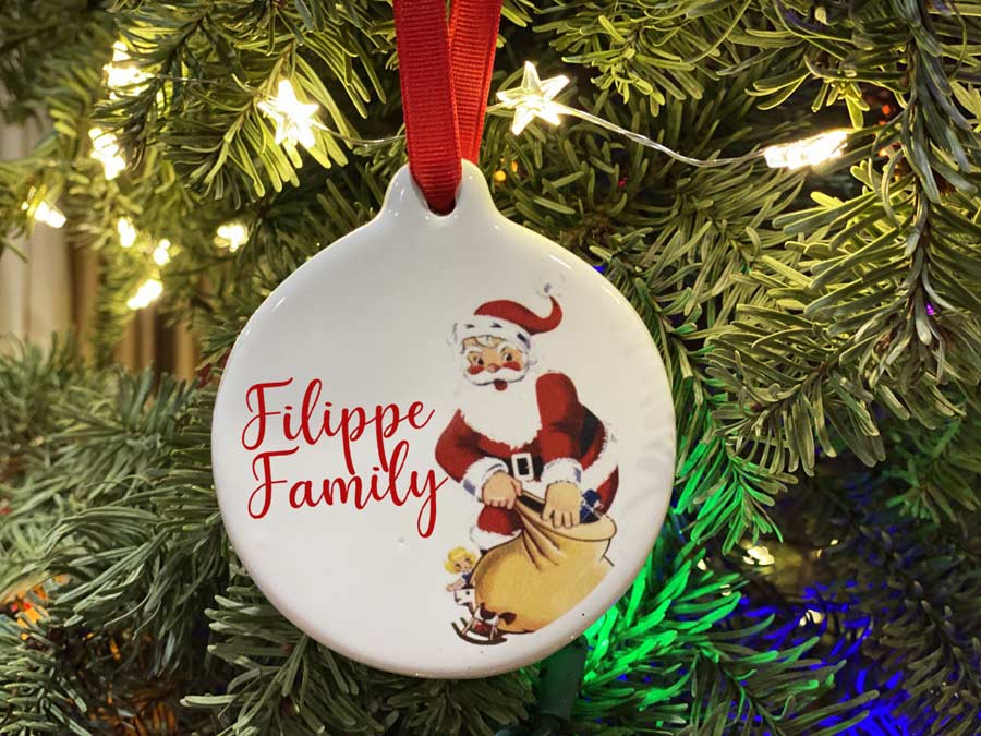 Circle Santa Christmas Ornament