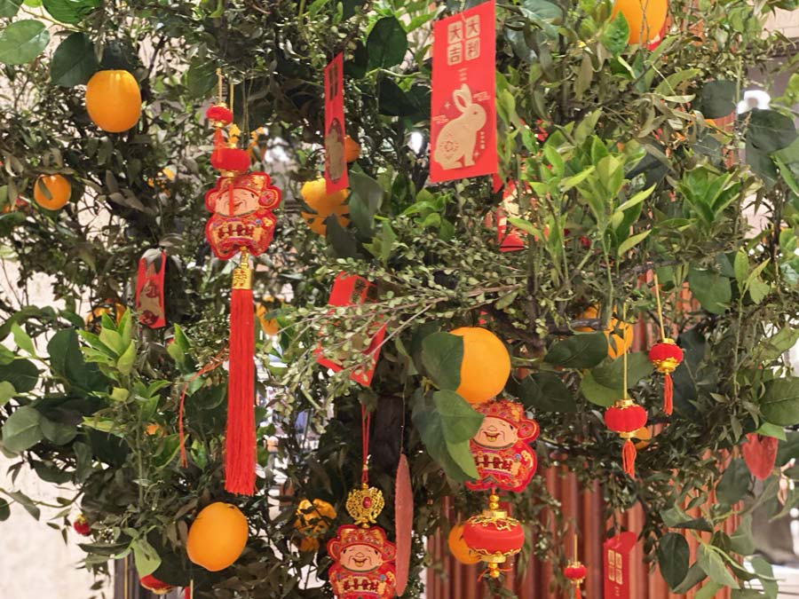 mandarin trees with ornaments