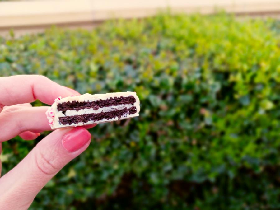 Peppermint White Chocolate Covered Sandwich Cookie