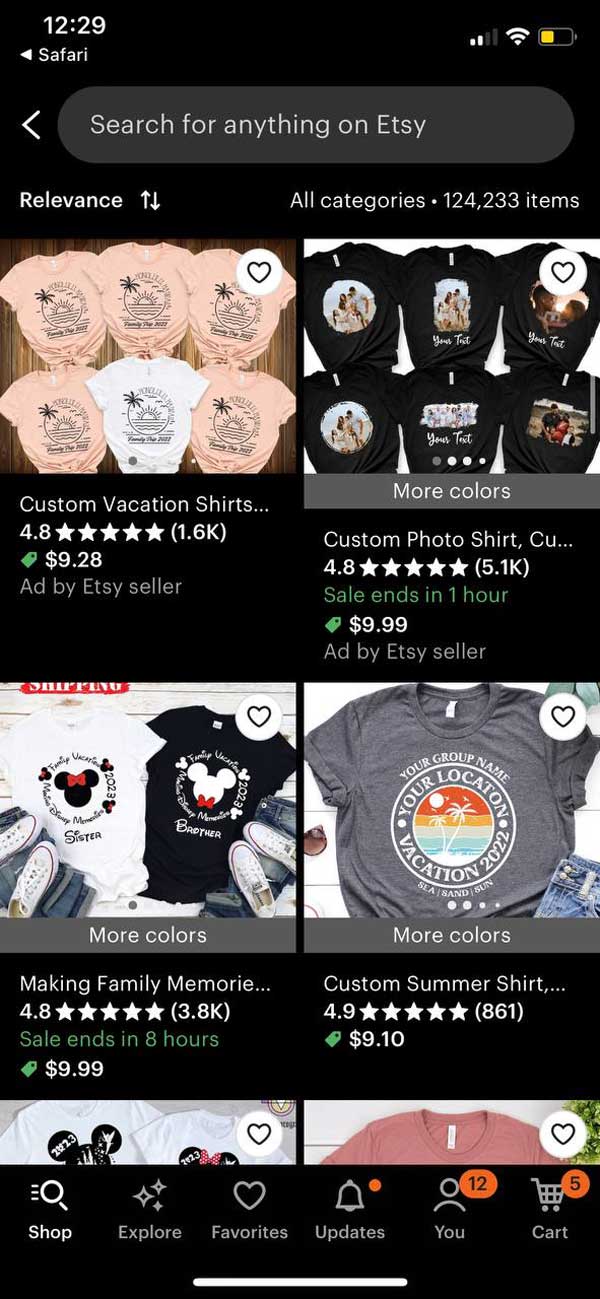 Etsy Custom Vacation Shirts