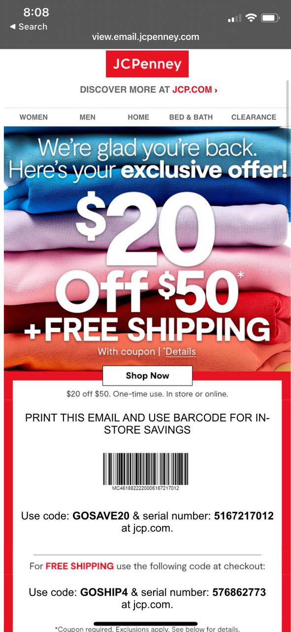 JCPenny Free Shipping