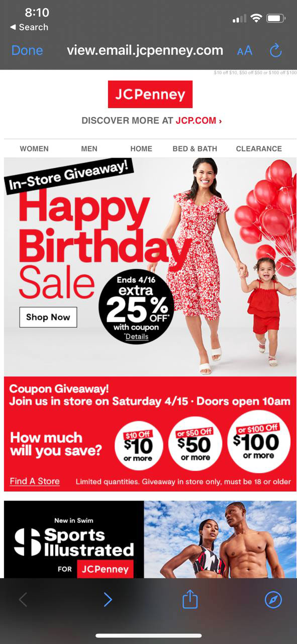 Happy Birthday Sale at JCPenney