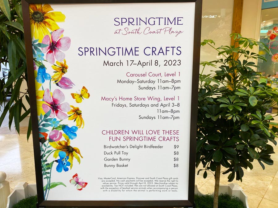 Springtime crafts at South Coast Plaza