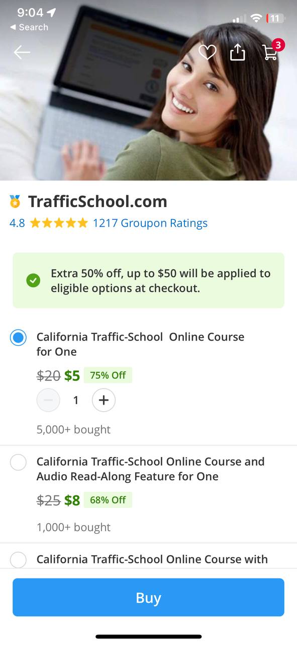 75% Off Discount at Traffic-School Course