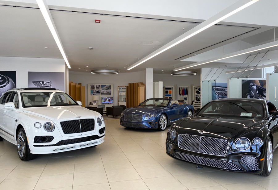 Bentley cars in the official showroom