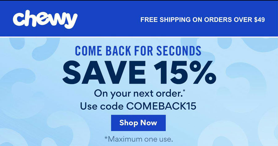 Chewy 15% Off Promo Code & Free Shipping