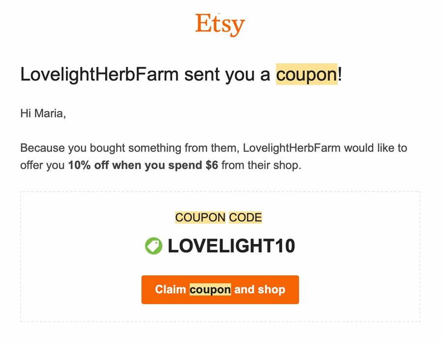 Etsy 10% Off discount coupons for shoppers