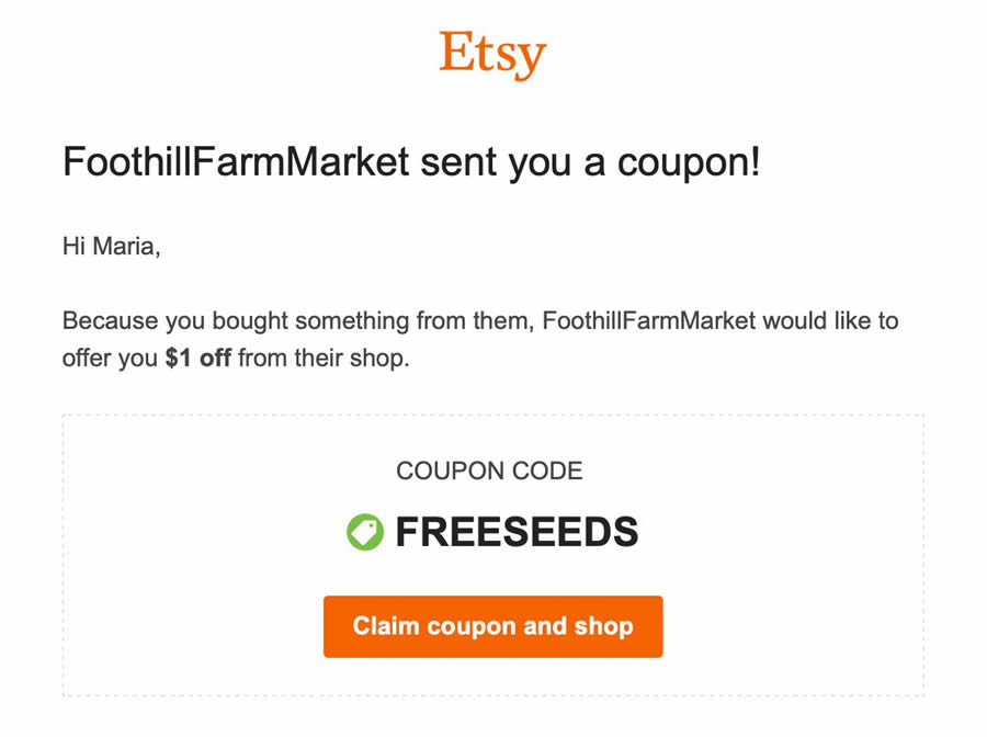 Etsy $1 Off Coupon Code