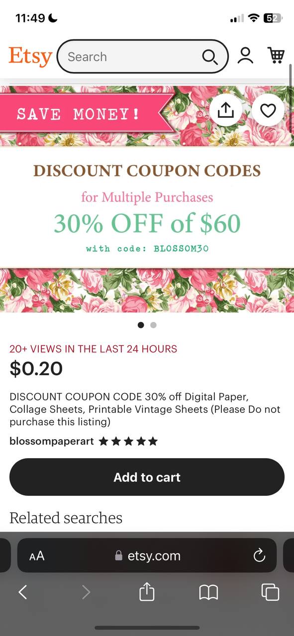 Etsy Coupon Codes 30% Off $60 For Multiple Purchase
