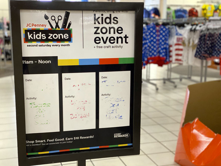 JCPenney's Kids Zone Event Activity Board