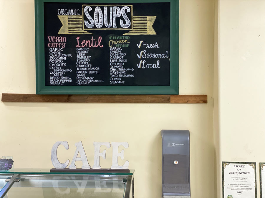 Organic Soups Menu at Goodwin's