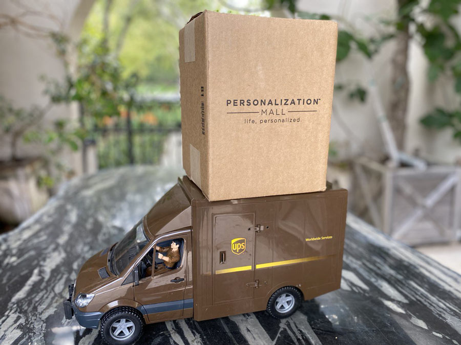 Personalization Mall Shopping Box on The UPS Car