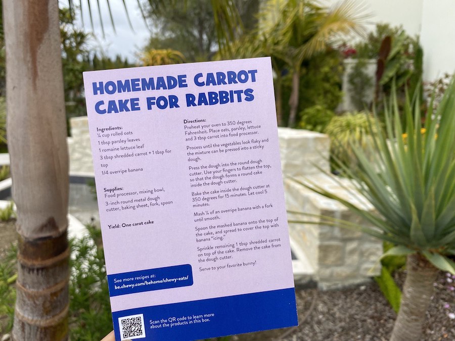 Recipe Card for a Homemade Carrot Cake for rRabbits
