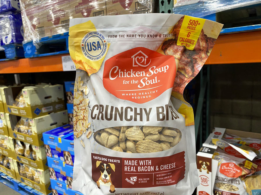 Chicken Soup for the Soul Crunchy Bites Bacon & Cheese Biscuit Dog Treats, 32-oz bag - Costco