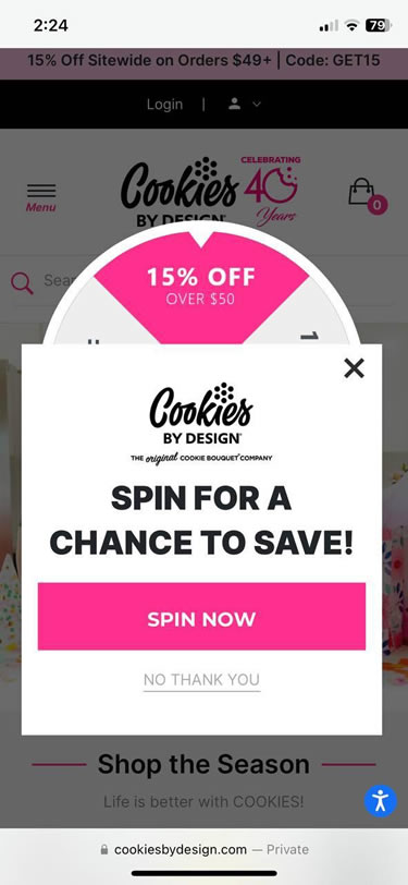 Cookies By Design Spin for A Chance to Save