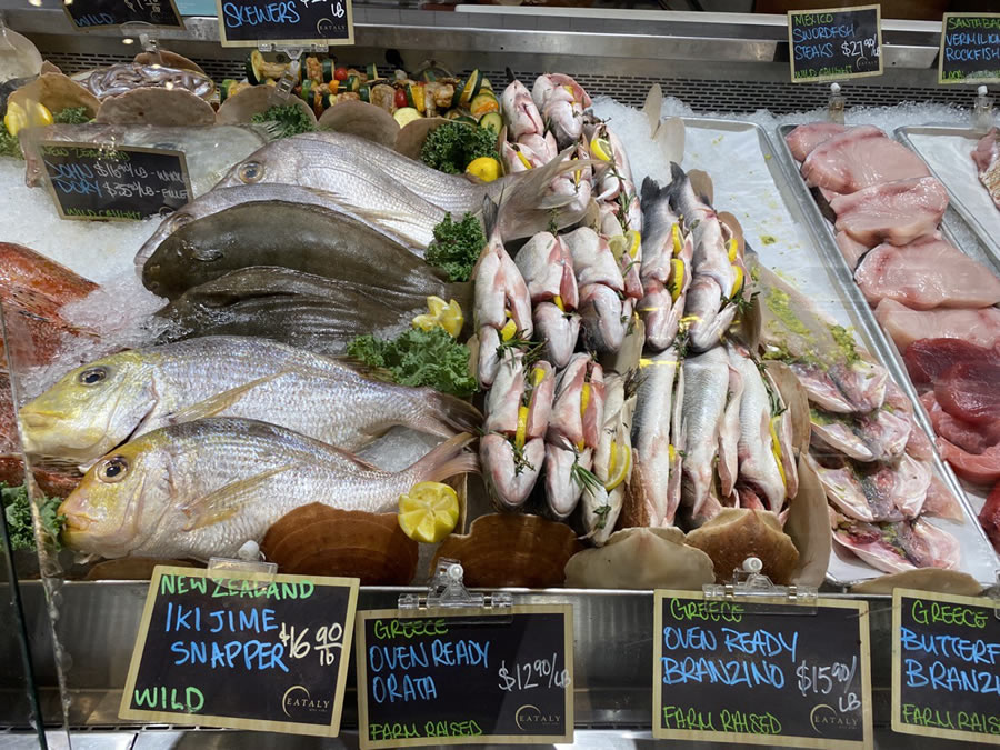 Fish and meat market at Italian Store