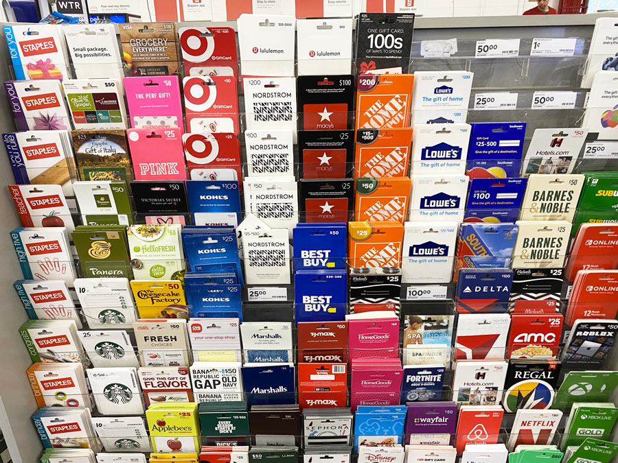 Gift cards of top stores - Staples