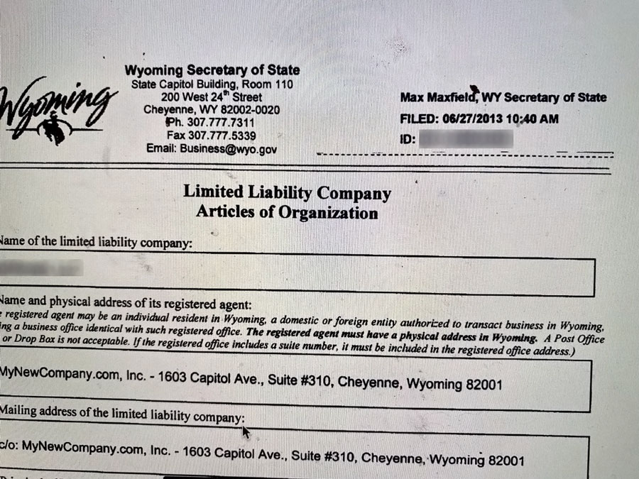 Limited Liability Company Articles of Organization