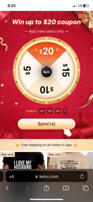 Spin to win: Get a chance to win exclusive offers and discounts by participating in the spin wheel game