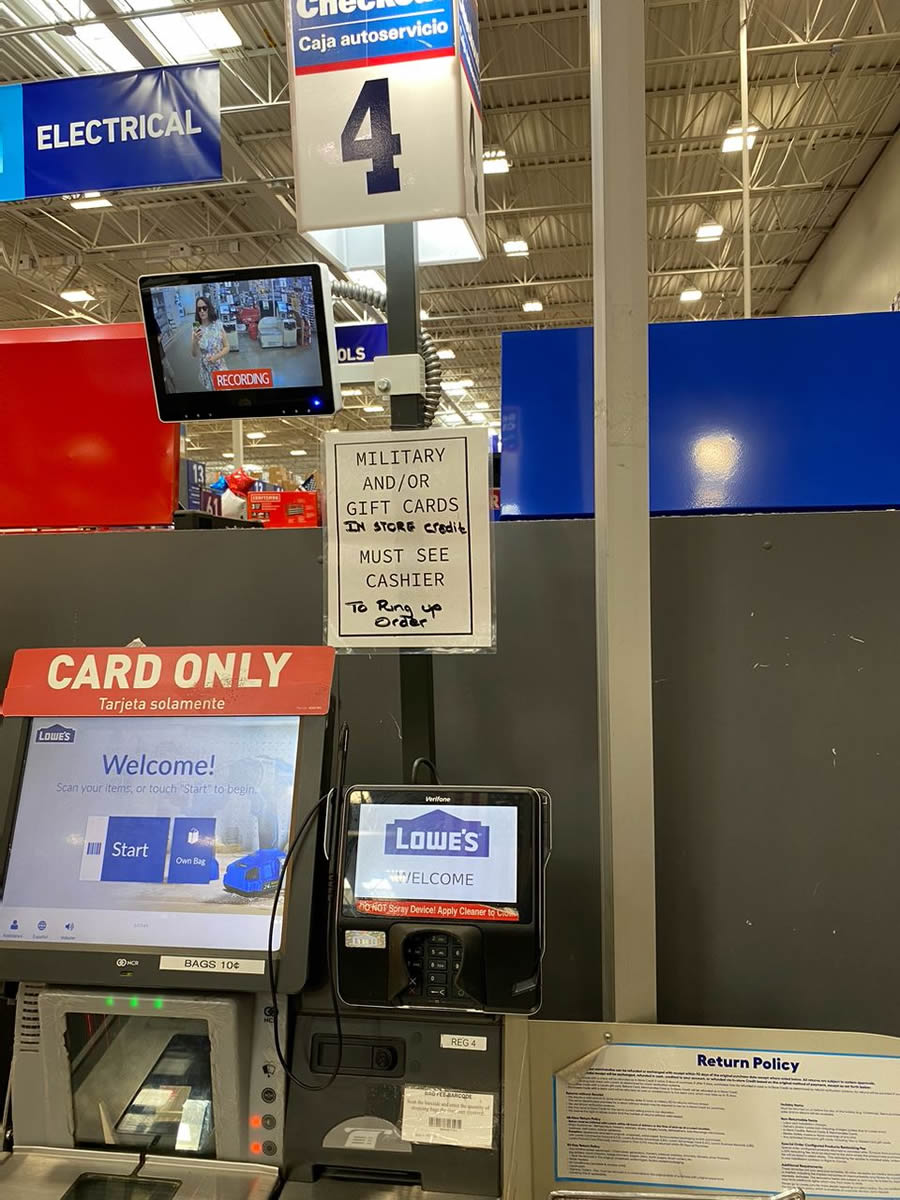 Convenient self-checkout at Lowe's.