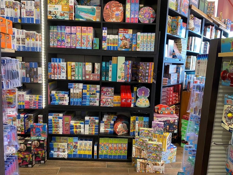 Wide range of books, puzzles, and printed materials available in store.
