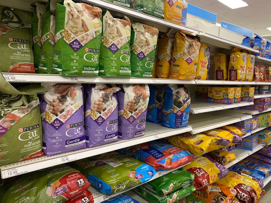 Food for cats and dogs is always in stock at Target.