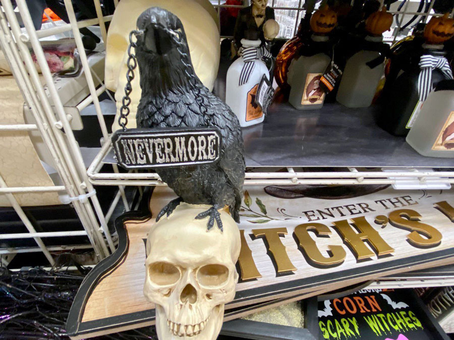 9.5" Skull & Raven with Nevermore Sign Tabletop Accent by Ashland