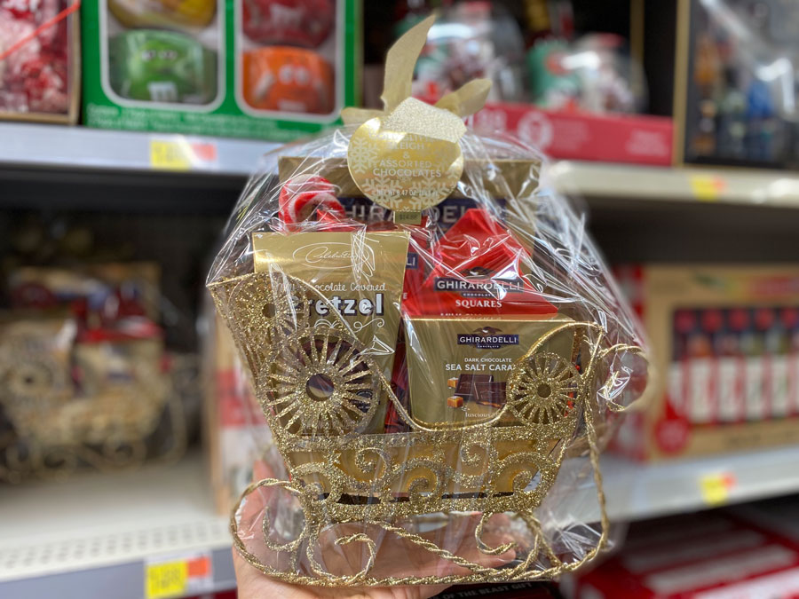 Ghirardelli Gold Glitter Sleigh Chocolate Gift Basket