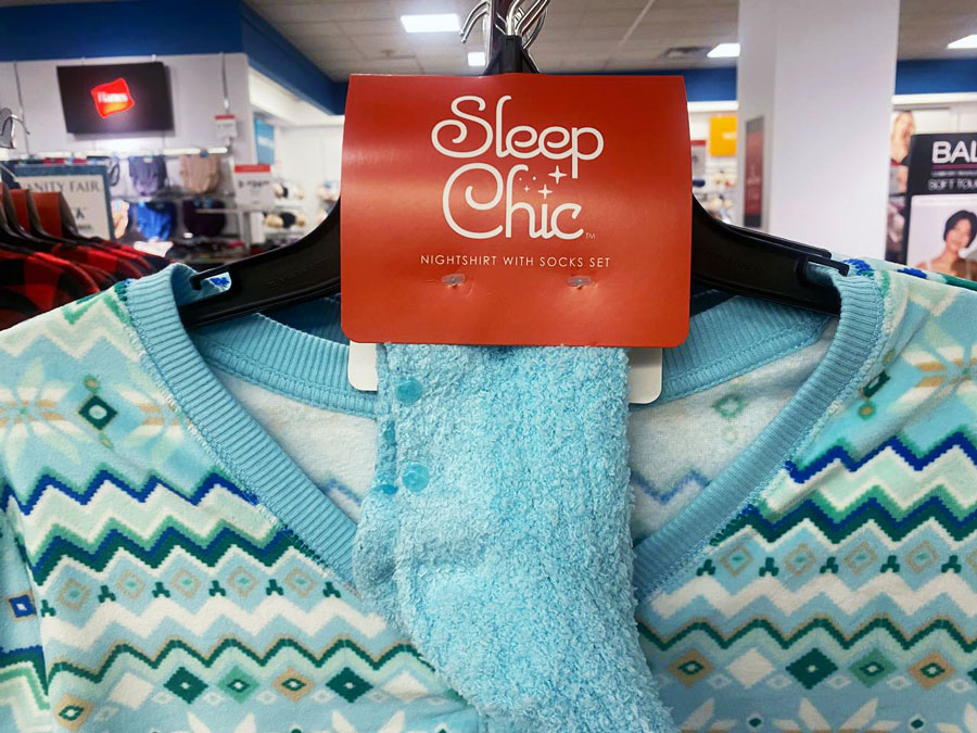 Sleep Chic Women's Long Sleeve Round Neck Nightshirt with Socks