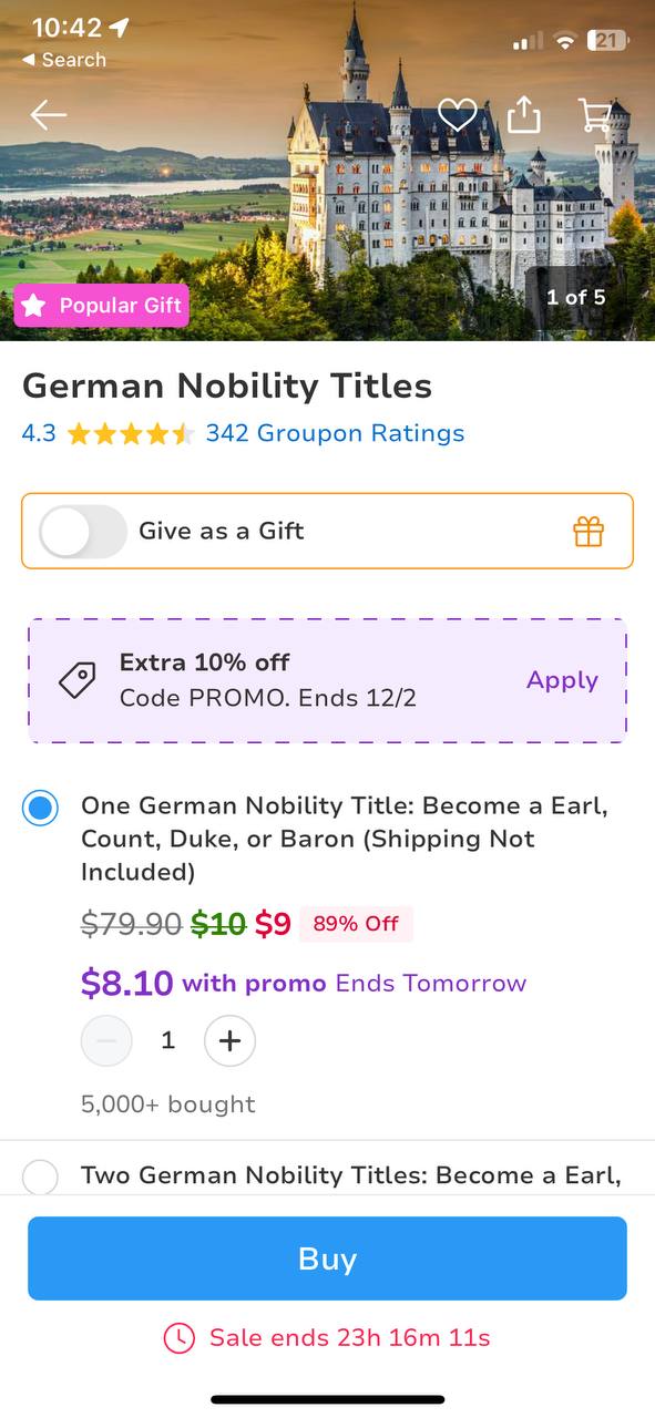 Make this season extra special with the incredible offer of 89%-off-German Nobility Titles!