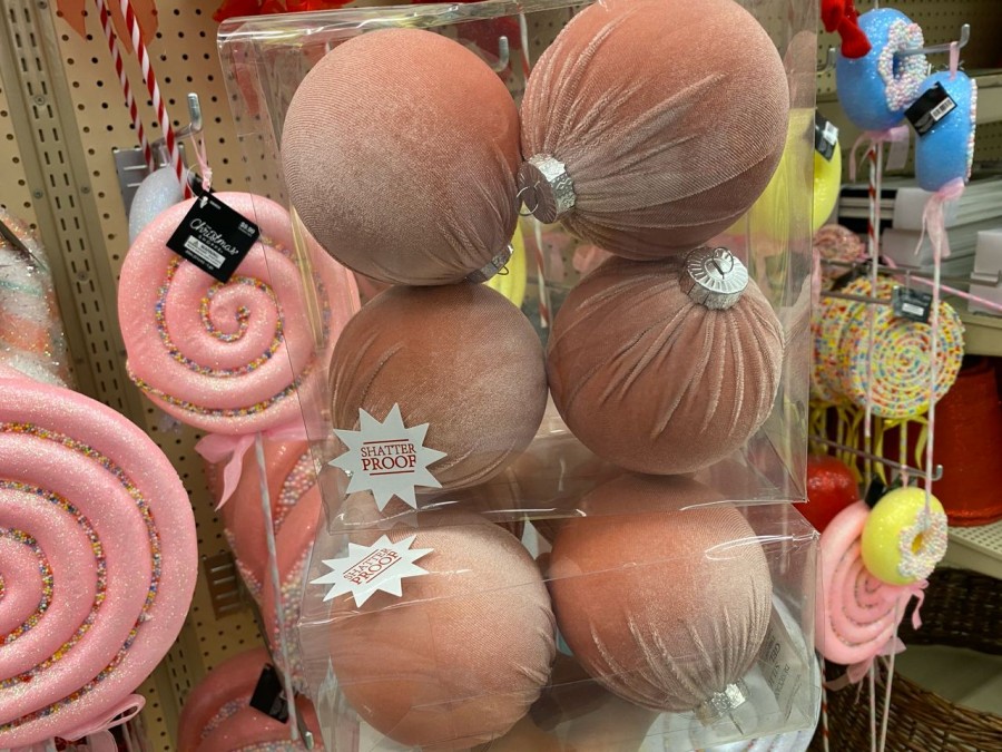 Add a touch of elegance to your tree with these stunning pink velvet ornaments