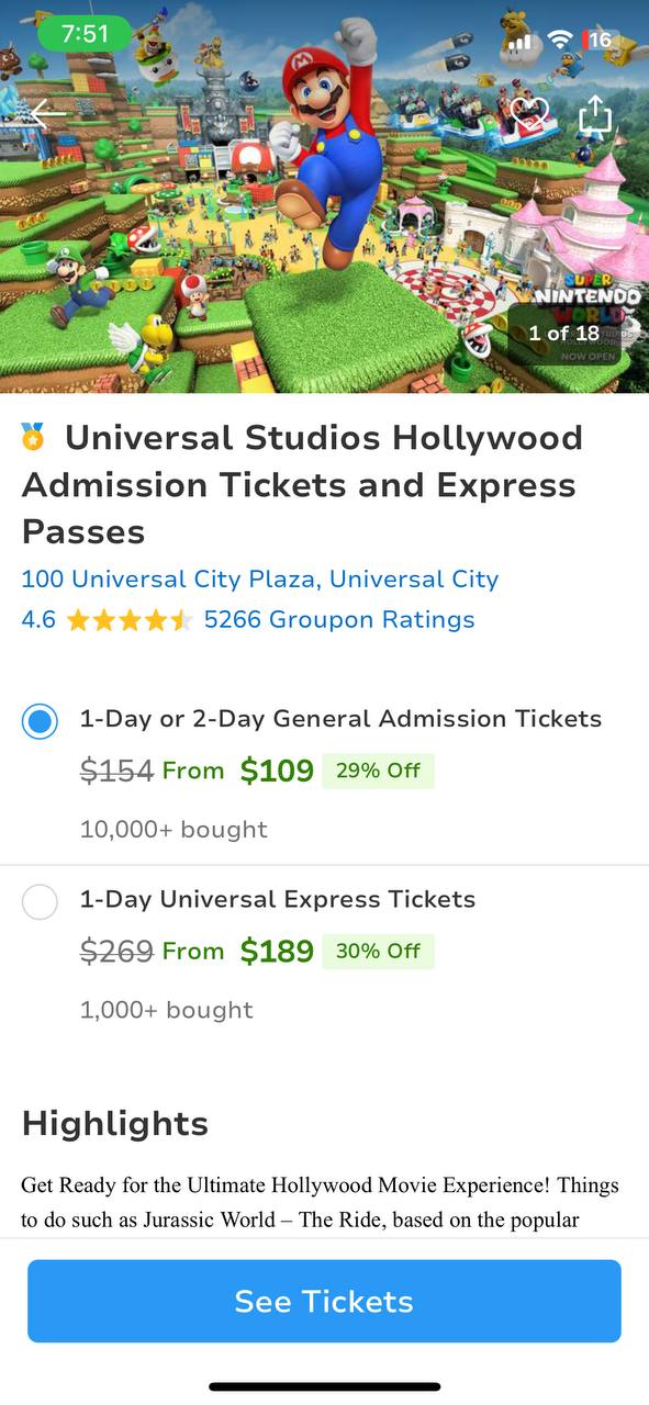 Dive into the treasure trove of Groupon deals to find discounted tickets to Universal Studios Hollywood.