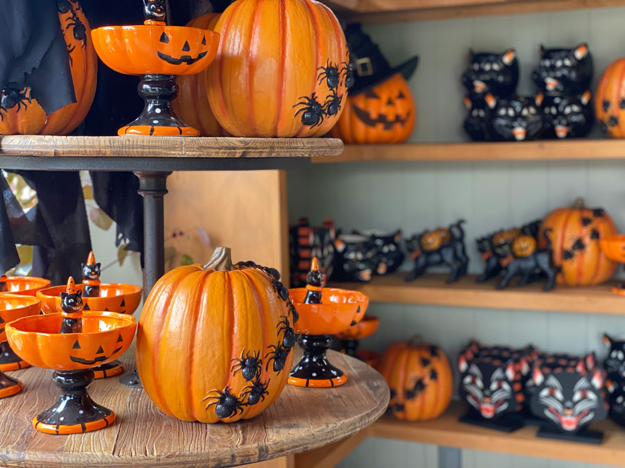 Pumpkin Bowl with Black Cat - Rogers Gardens