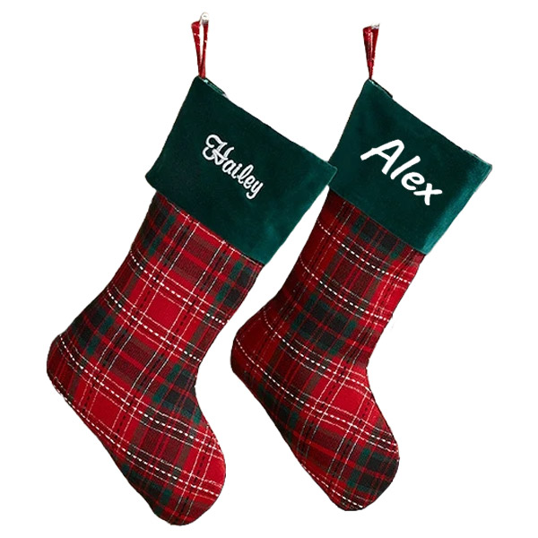 Holiday Plaid Personalized Stockings