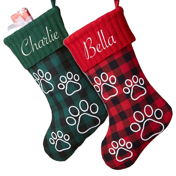 Plaid Christmas Stockings for Pets