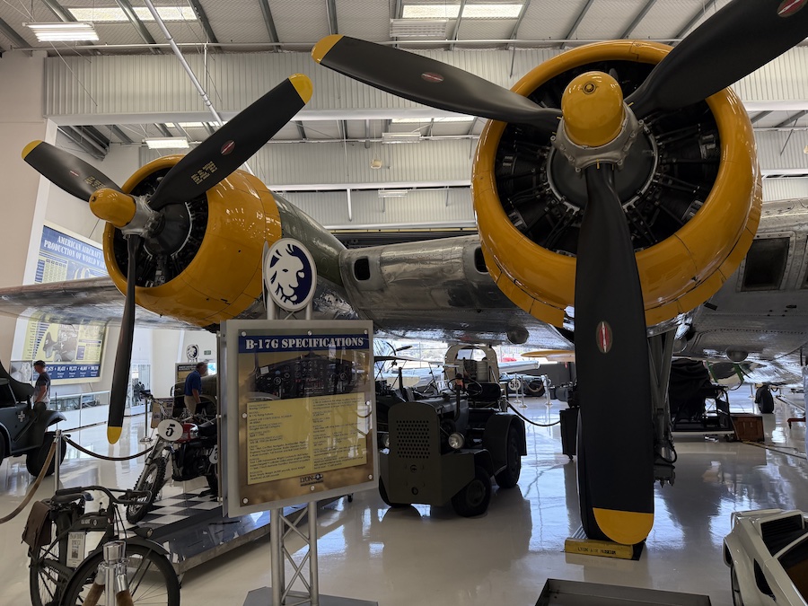Iconic WWII Flying Fortress bomber inside the museum hangar.
