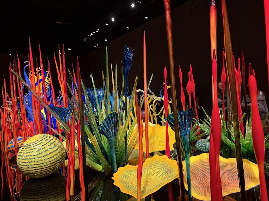 Artistic glasswork in vivid colors at Chihuly Garden and Glass exhibit.
