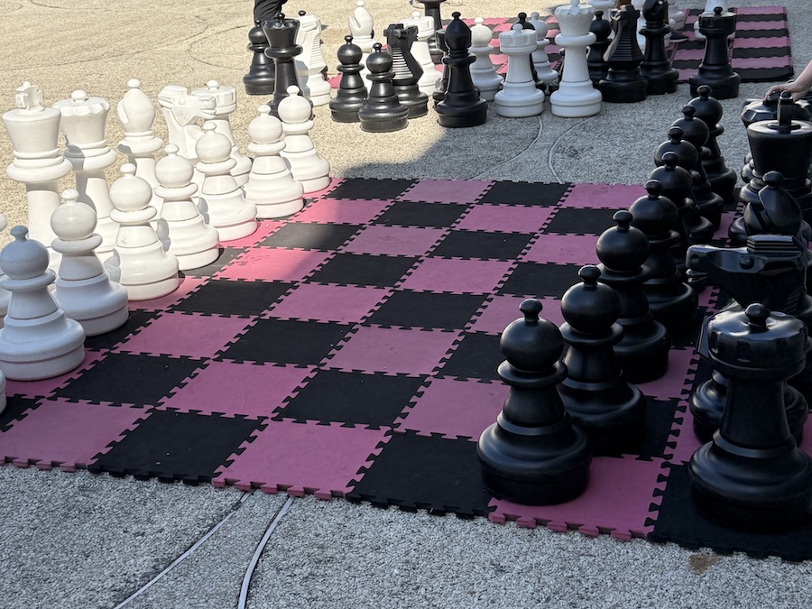 Large chess that can be played outdoors at the Pacific Science Center