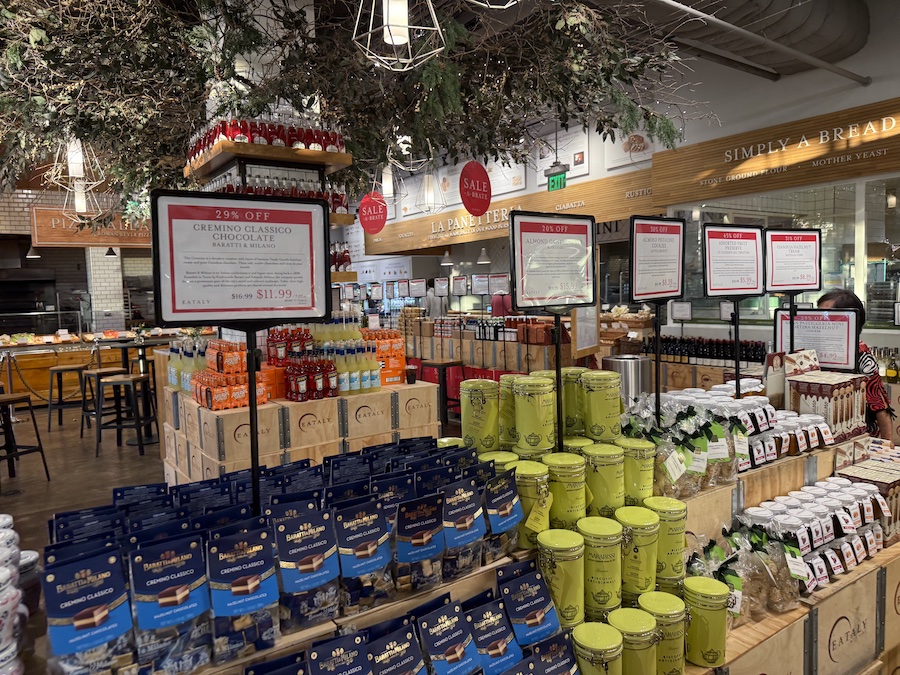 Classic layered Italian cremino chocolate squares on promotion at Eataly Los Angeles.