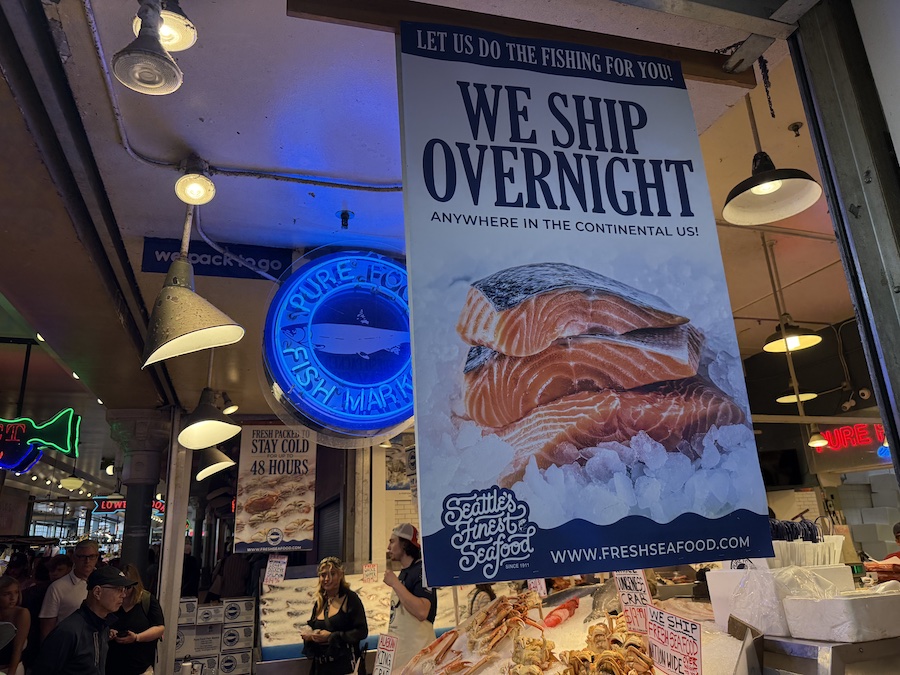 Fresh assortment of seafood at Pure Food Fish Market.