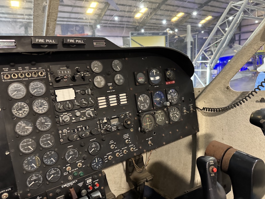 Fighter jet cockpit at March Field Air Museum.