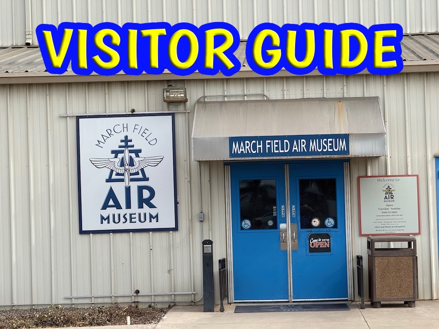 March Field Air Museum entrance sign welcoming visitors.