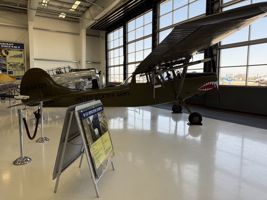 O-1E Bird Dog reconnaissance aircraft at Lyon Air Museum.