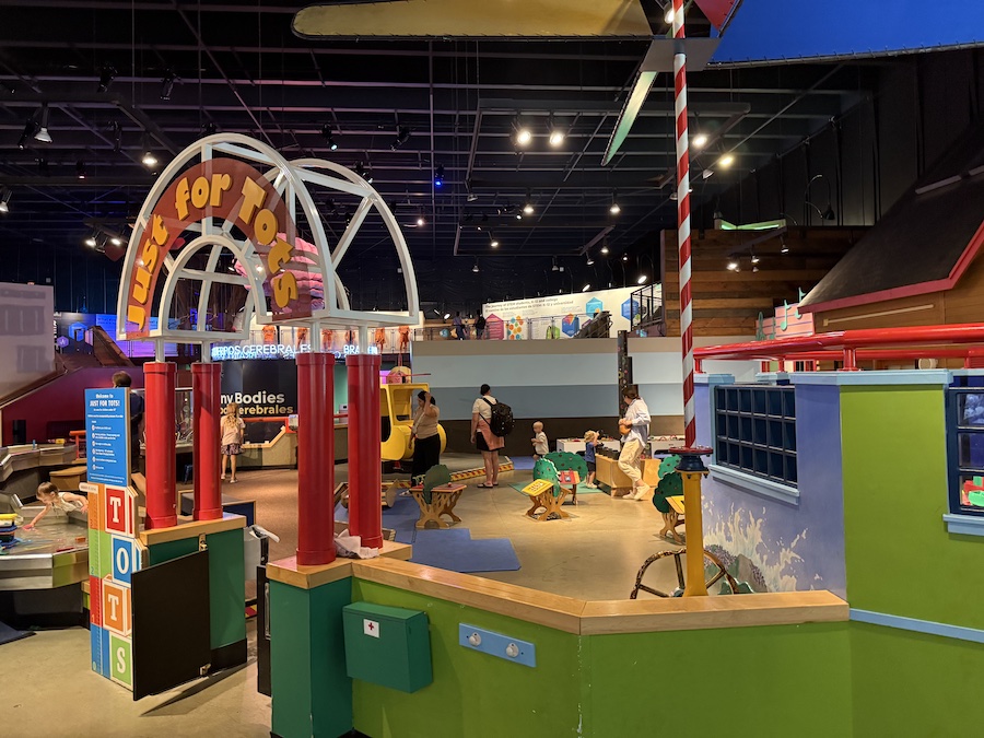 Bright and colorful play area at the Pacific Science Center’s Just For Tots section, designed for young children to explore and learn through hands-on activities.