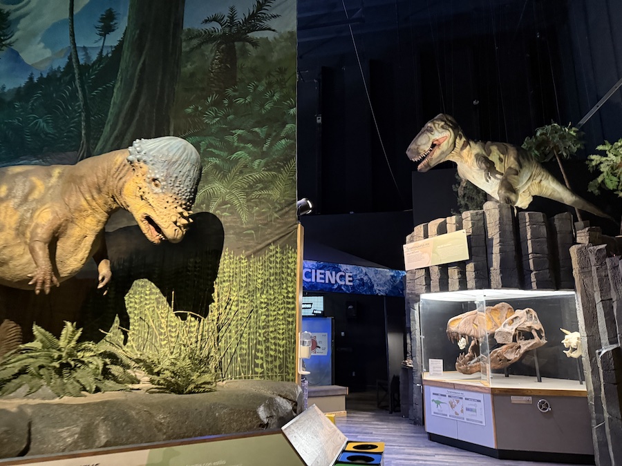 Life-size dinosaur exhibit at Pacific Science Center.