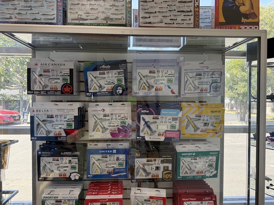 Souvenirs and model planes at Lyon Air Museum store.